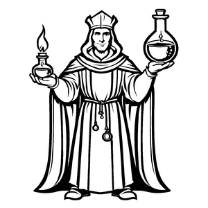Faszinierende Alchemisten-Ausmalvorlage für Groß und Klein