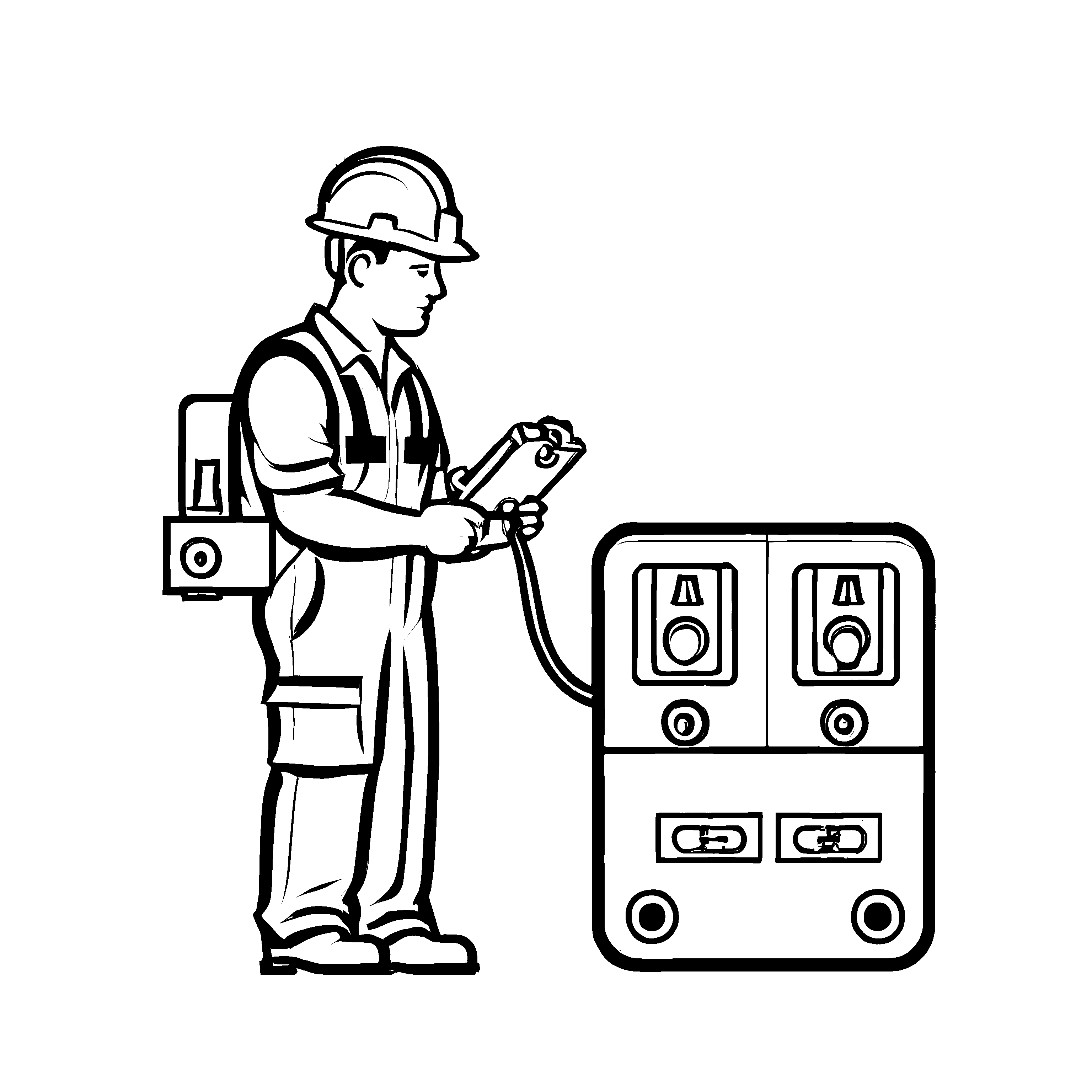 Buntes Elektriker-Ausmalbild für kreative Kids