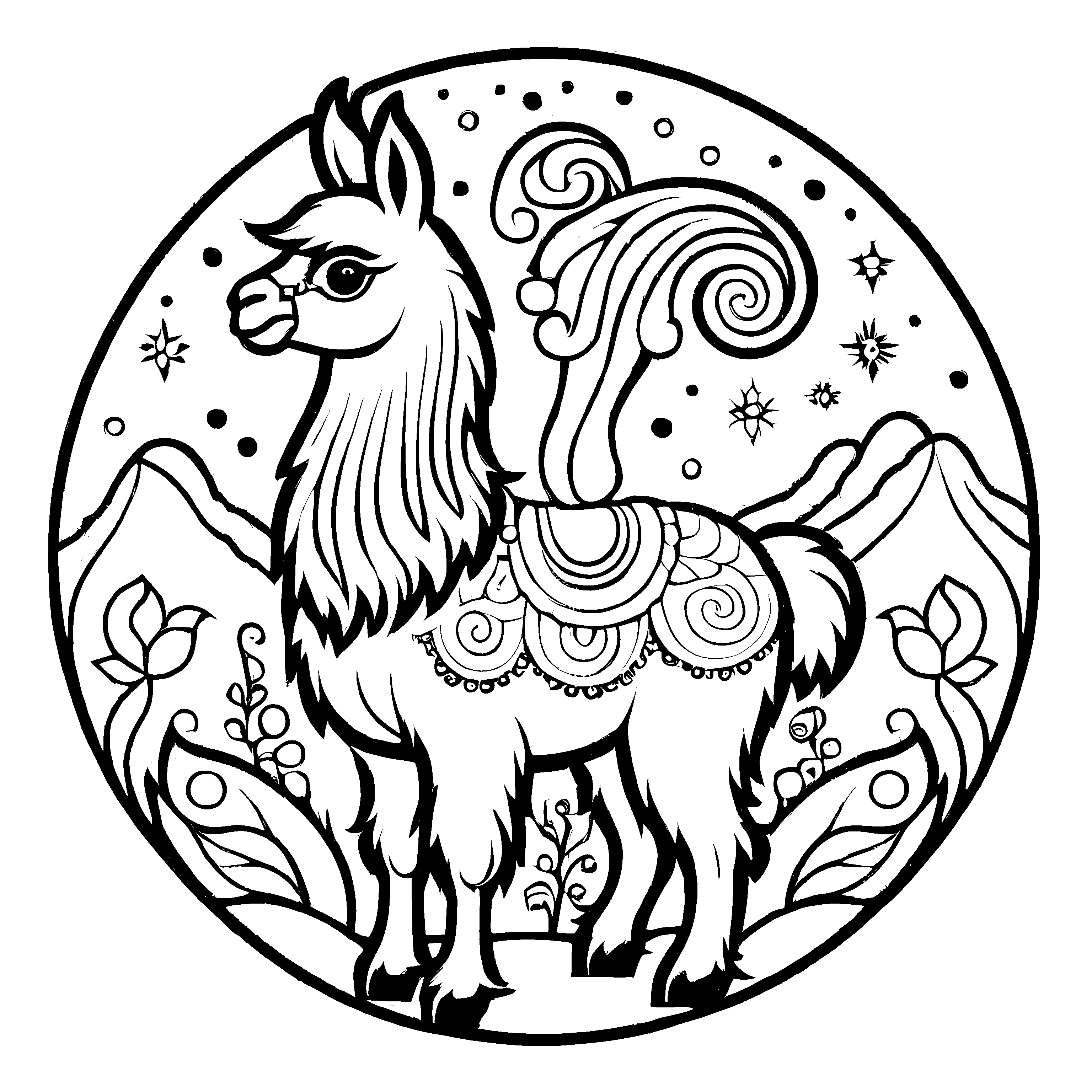 Süßes Lamas-Malbild zum Entdecken und Gestalten