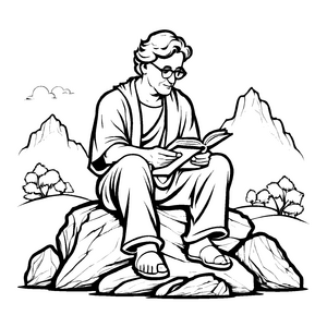 Kindgerechte Philosophen-Ausmalvorlage zum künstlerischen Entfalten