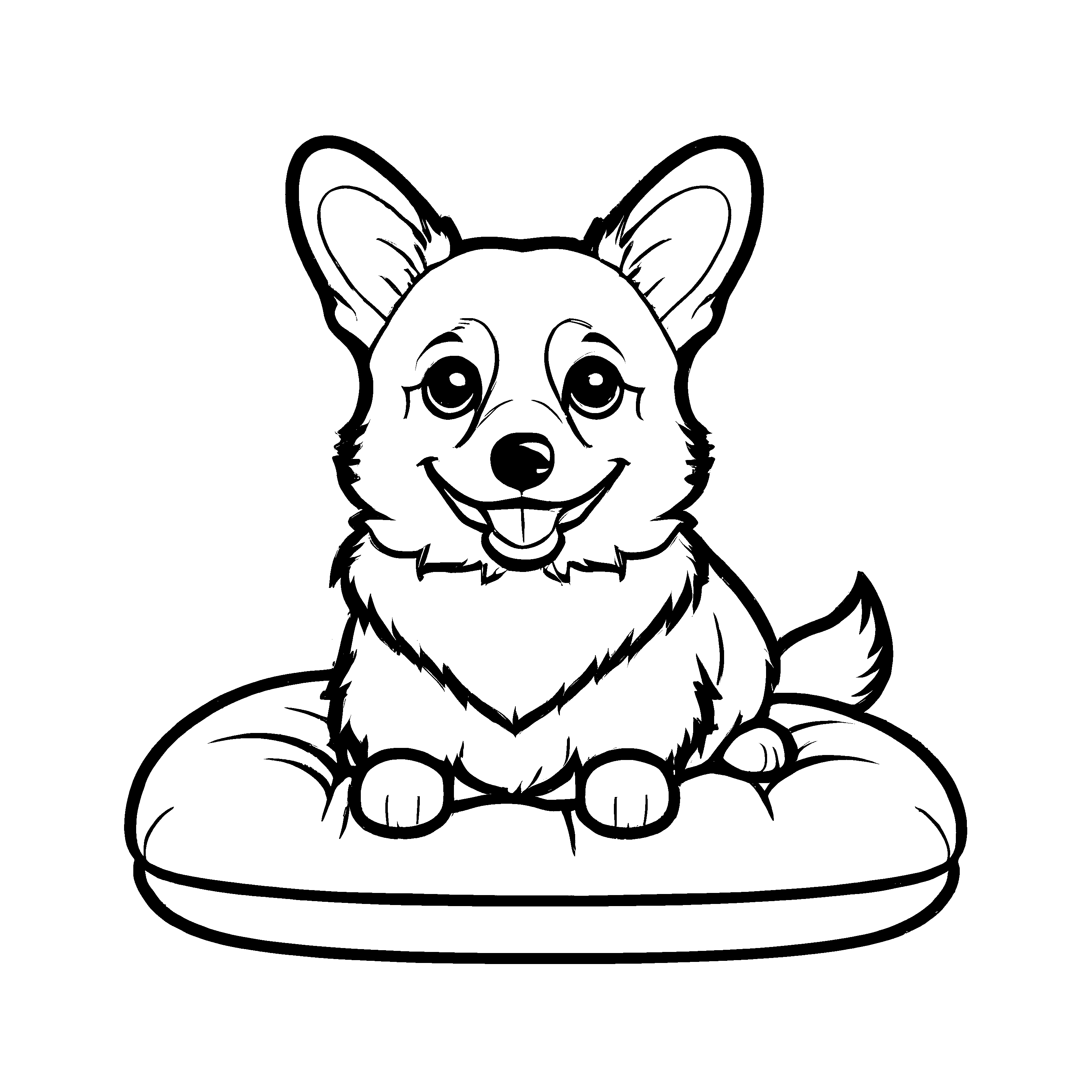 Fantasievolle Corgis-Ausmalvorlage für die ganze Familie