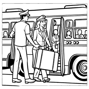 Fantastisches Busfahrer-Malbild zum Ausmalen