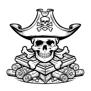 Farbenfrohe Piratenschätze-Malvorlage für kreative Kids