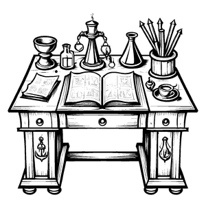 Wunderbare Alchemisten-Ausmalvorlage für kreative Malstunden