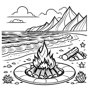 Einzigartige Lagerfeuer-Ausmalvorlage für kreative Momente