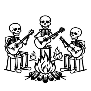 Besonderes Skelette-Malbild für spannende Malzeit