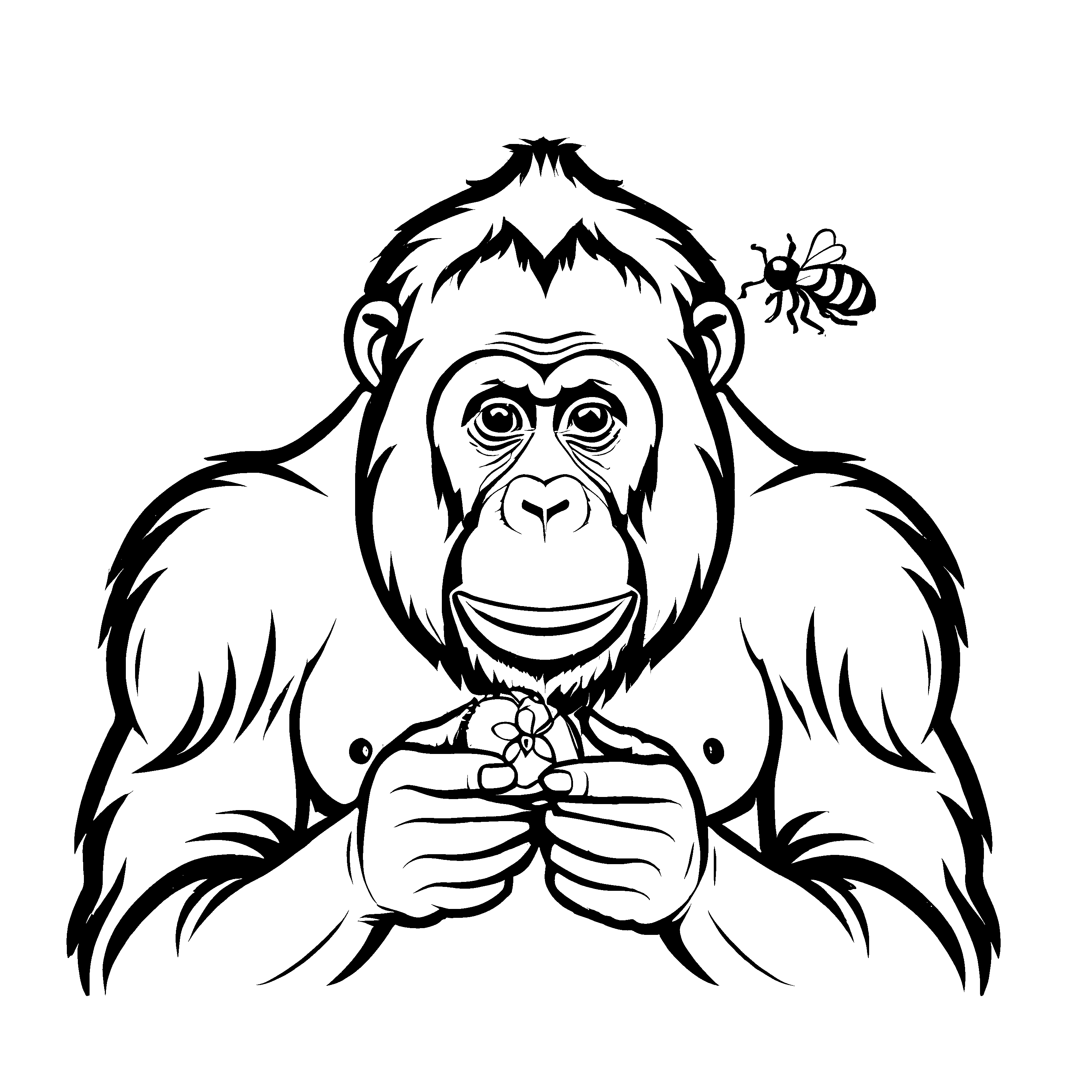 Spannendes Orang Utans-Malbild zum kreativen Zeitvertreib
