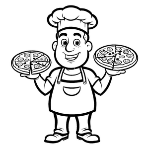 Wunderbares Pizzabäcker-Malbild für den Bastelspaß