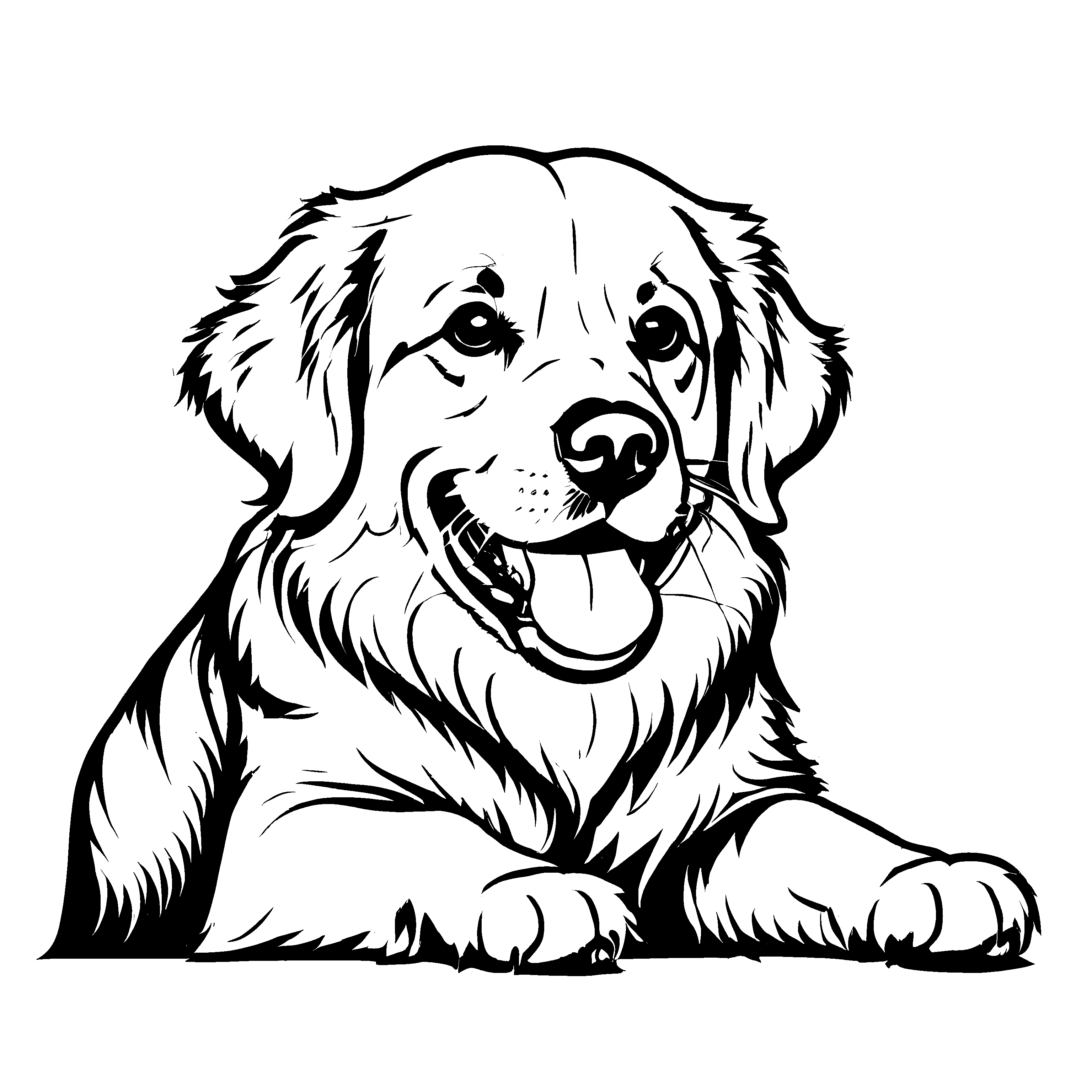Märchenhaftes Golden Retriever-Ausmalbild für Groß und Klein