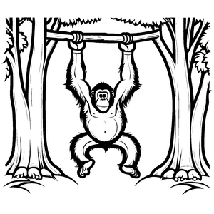 Verspielte Orang Utans-Ausmalvorlage für kreative Kids
