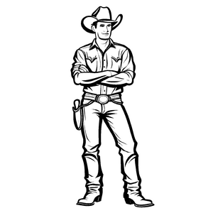 Wunderschöne Cowboys-Ausmalvorlage für bunte Malfreude