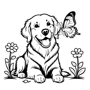 Kreatives Golden Retriever-Malbild für Kinder