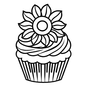 Kreative Cupcakes-Ausmalvorlage für Groß und Klein