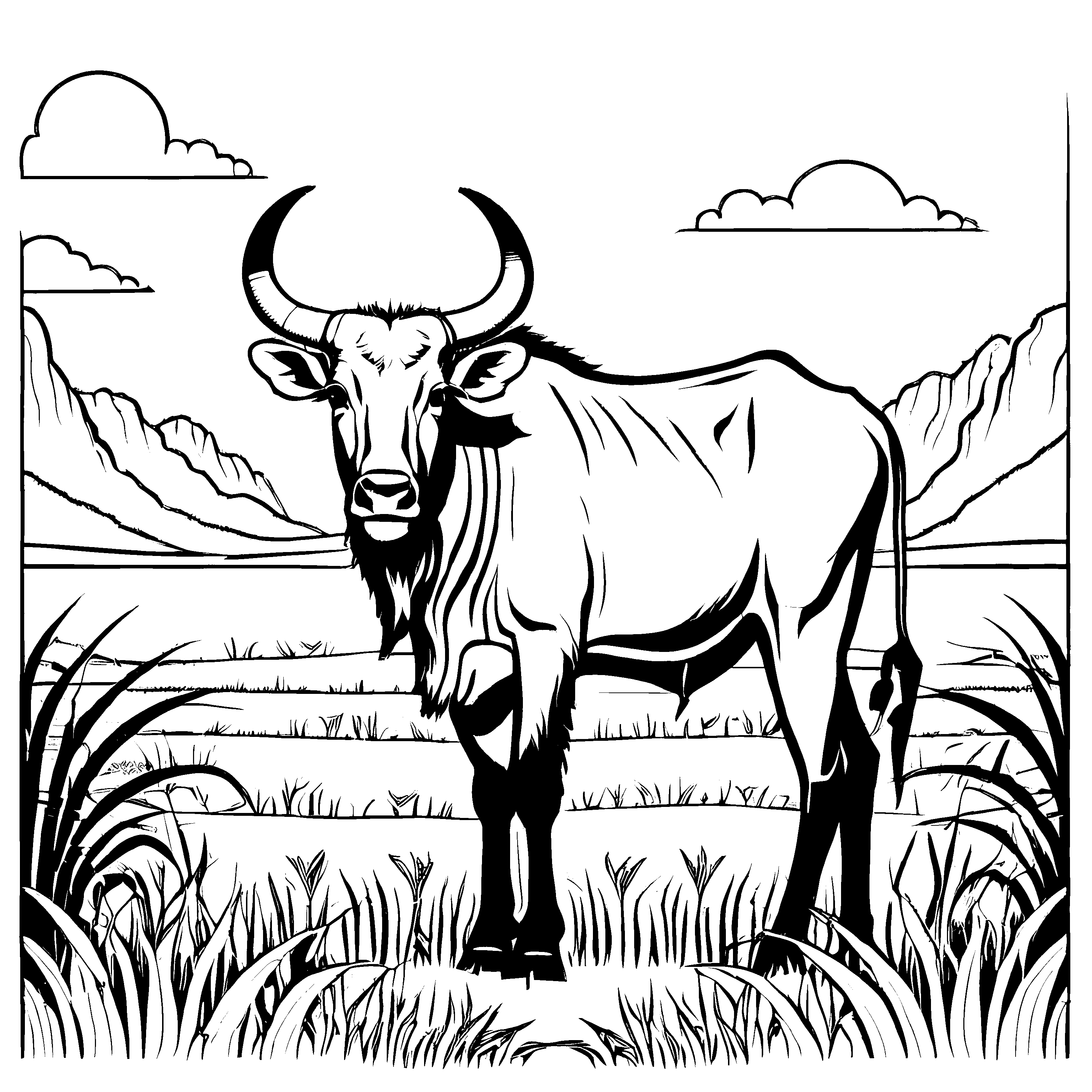 Fröhliches Gnus-Bastelmotiv für kreative Malstunden
