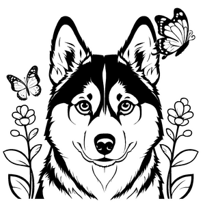 Süßes Huskys-Ausmalbild für kreative Kids