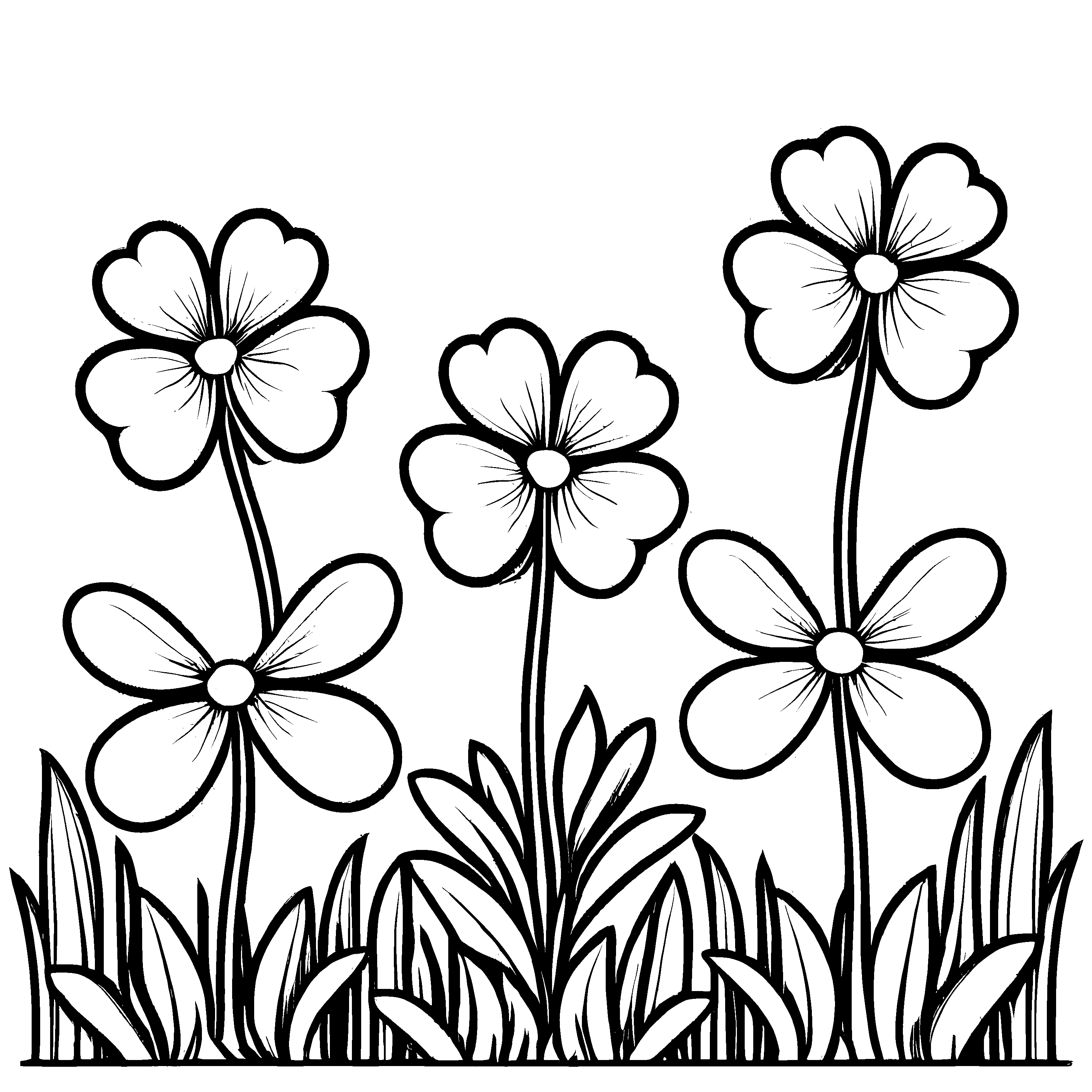 Farbenfrohe Klee-Ausmalvorlage zum fantasievollen Ausmalen