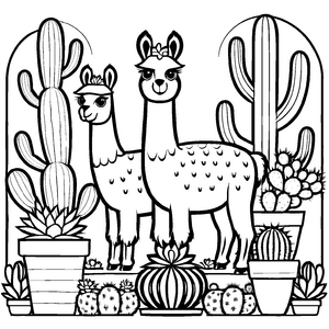 Interessantes Lamas-Ausmalbild zum fantasievollen Ausmalen