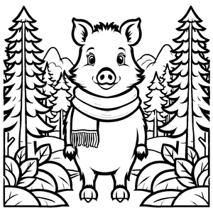 Wunderschönes Wildschweine-Malbild für Groß und Klein