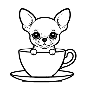 Liebevolle Chihuahuas-Ausmalvorlage zum Ausmalen