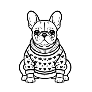 Märchenhafte Französische Bulldoggen-Ausmalvorlage für bunte Malfreude