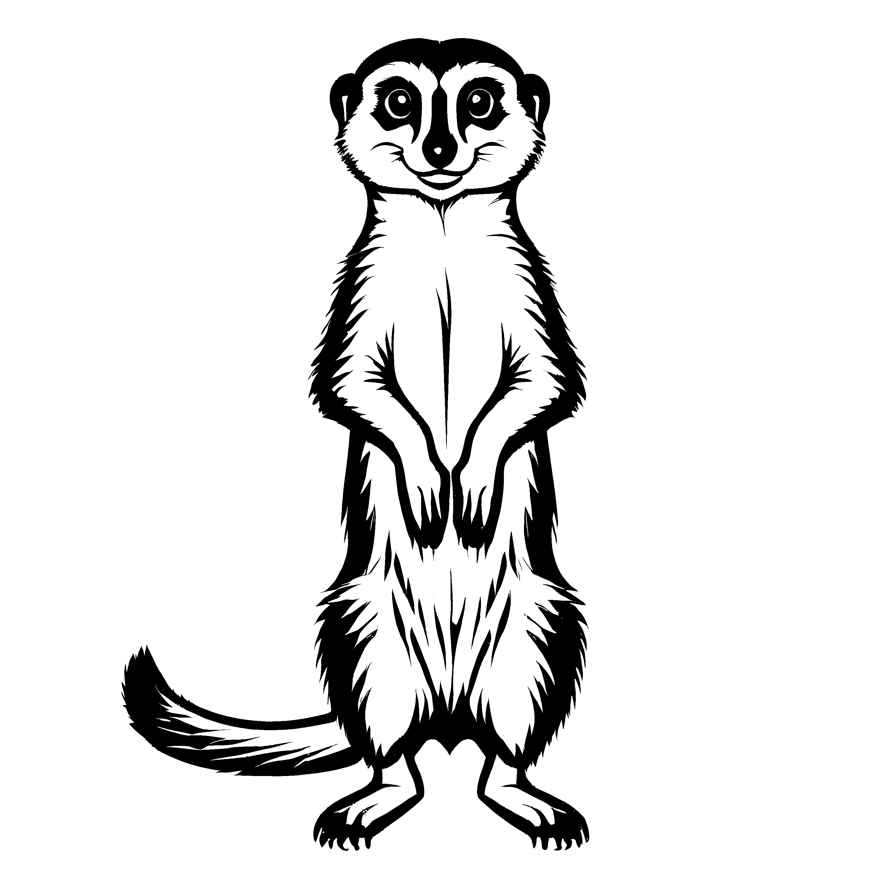 Liebevolle Erdmännchen-Ausmalvorlage für den Bastelspaß