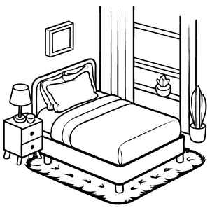 Zauberhaftes Schlafzimmer-Bastelmotiv für kreative Malstunden