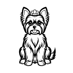Detailreiche Yorckshire Terrier-Ausmalvorlage für den Bastelspaß