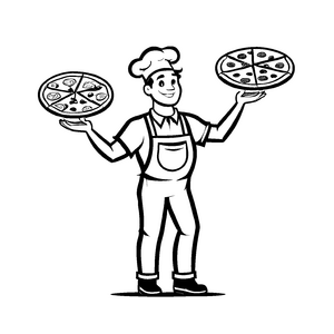 Witziges Pizzabäcker-Malbild für Kinder