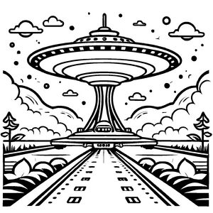 Buntes UFOs-Bastelmotiv zum Basteln und Malen