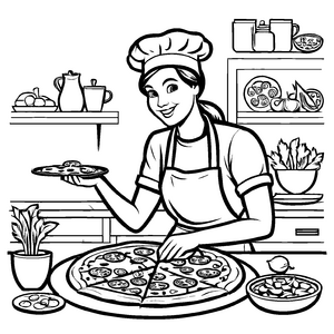 Kreative Pizzabäcker-Malvorlage für kreative Kids