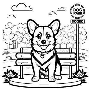 Märchenhaftes Corgis-Malbild zum künstlerischen Entfalten