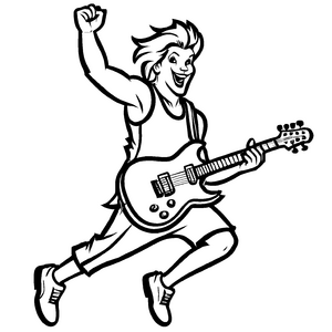Liebevolle Rockstars-Ausmalvorlage für Groß und Klein