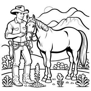 Lustige Cowboys-Malvorlage für spannende Malzeit