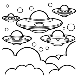 Farbenfrohes UFOs-Malbild für Groß und Klein