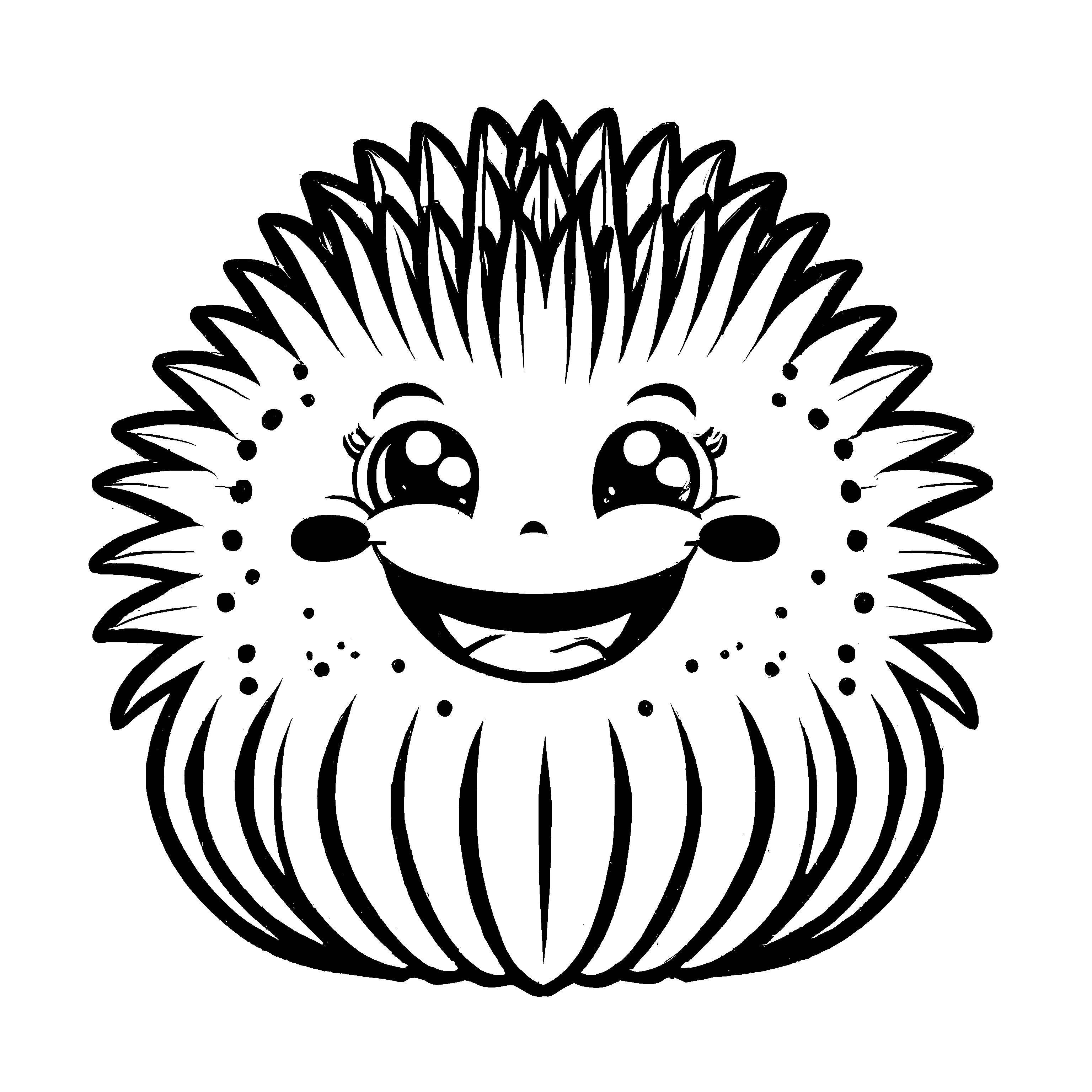 Verspielte Seeigel-Ausmalvorlage für Kinder