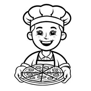 Bezauberndes Pizzabäcker-Ausmalbild für kreative Malstunden