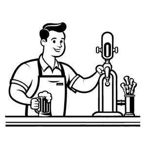 Einfaches Barkeeper-Bastelmotiv zum fantasievollen Ausmalen
