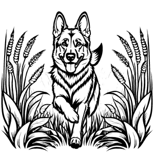 Einfache Schäferhunde-Malvorlage für kreative Malstunden