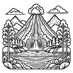 Besondere Vulkane-Malvorlage zum Basteln und Malen