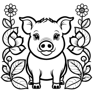 Süße Hängebauchschweine-Ausmalvorlage zum Ausmalen