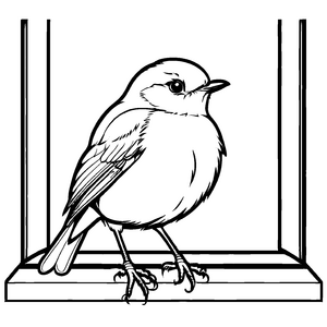 Einfaches Rotkehlchen-Malbild zum kreativen Gestalten