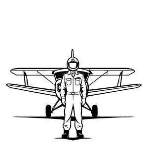 Niedliche Piloten-Ausmalvorlage für kleine Künstler