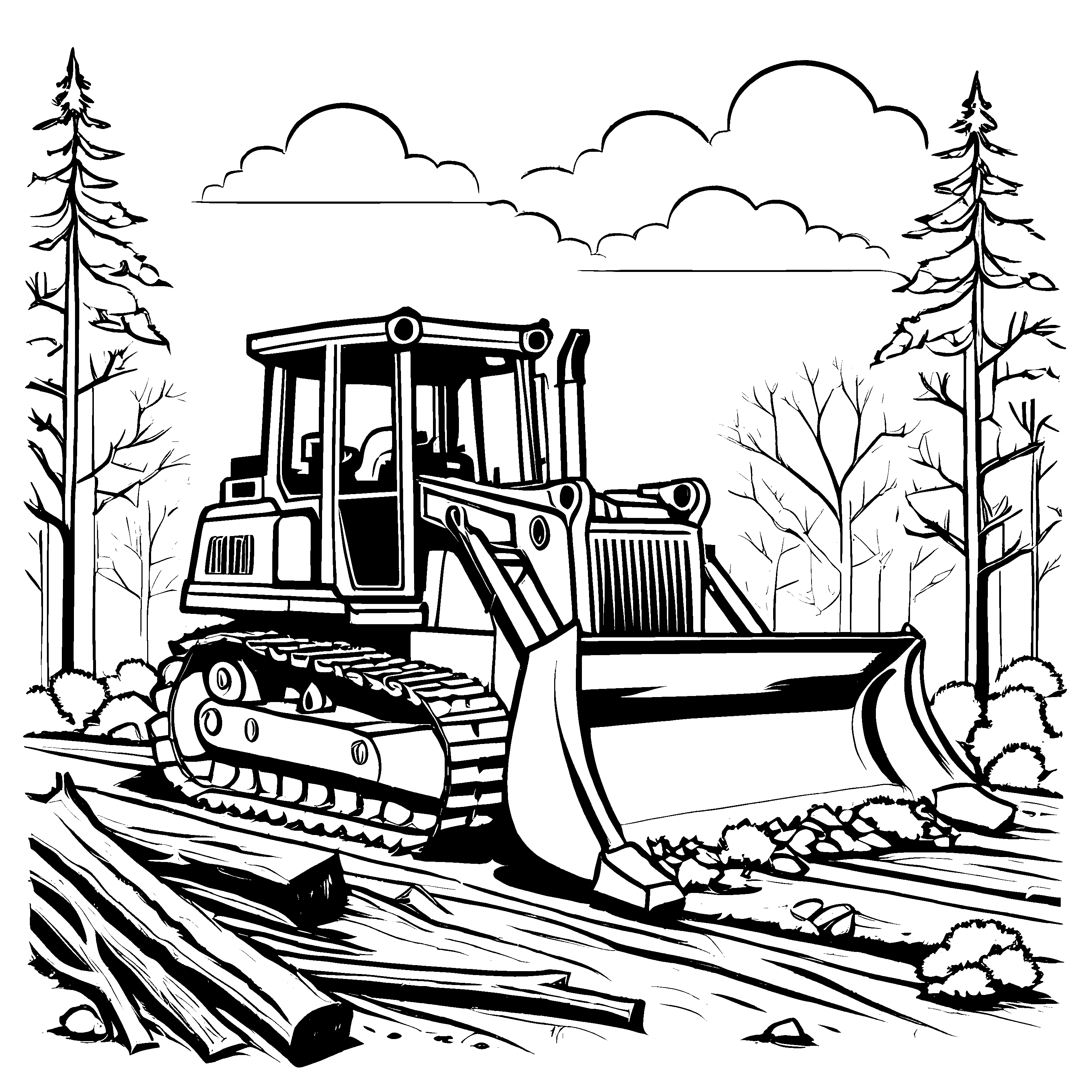 Aufregende Bulldozer-Ausmalvorlage für kreative Kids