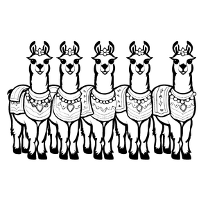 Fantastische Lamas-Malvorlage für kleine Künstler