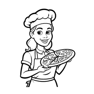 Buntes Pizzabäcker-Bastelmotiv zum kreativen Zeitvertreib