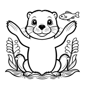 Witzige Otter-Malvorlage für kleine Künstler