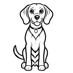 Liebevolles Beagle-Ausmalbild für Kinder