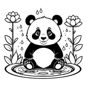 Kindgerechte Pandabären-Ausmalvorlage zum Ausmalen