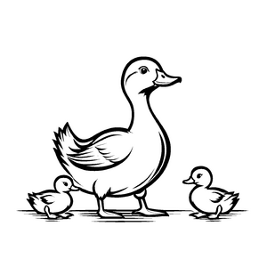 Süße Enten-Ausmalvorlage zum kreativen Zeitvertreib