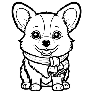 Wunderschöne Corgis-Malvorlage zum kreativen Gestalten